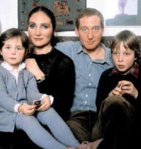 Joanna Haythorn with her ex-husband, Charles Dance, and children, Oliver Matthew and Rebecca.